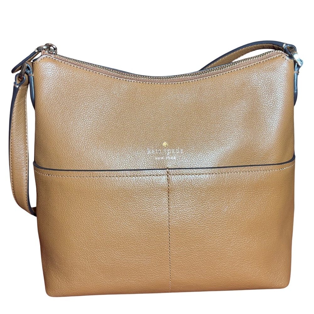 Kate Spade | Brown Tan Camel Leather Shoulder Bag Pockets Handbag Purse